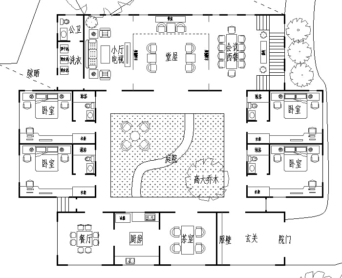 古建四合院設計效果圖,古建四合院設計