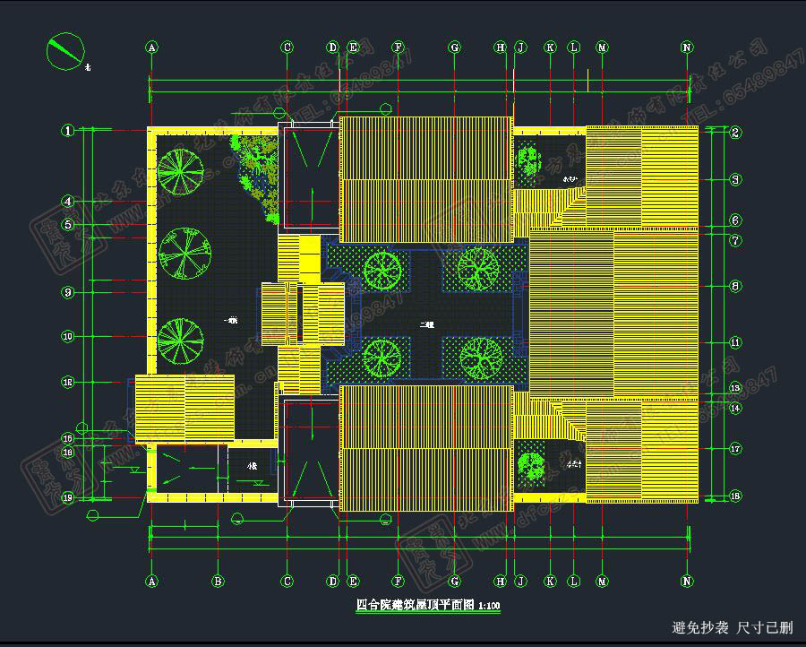 四合院屋頂平面圖